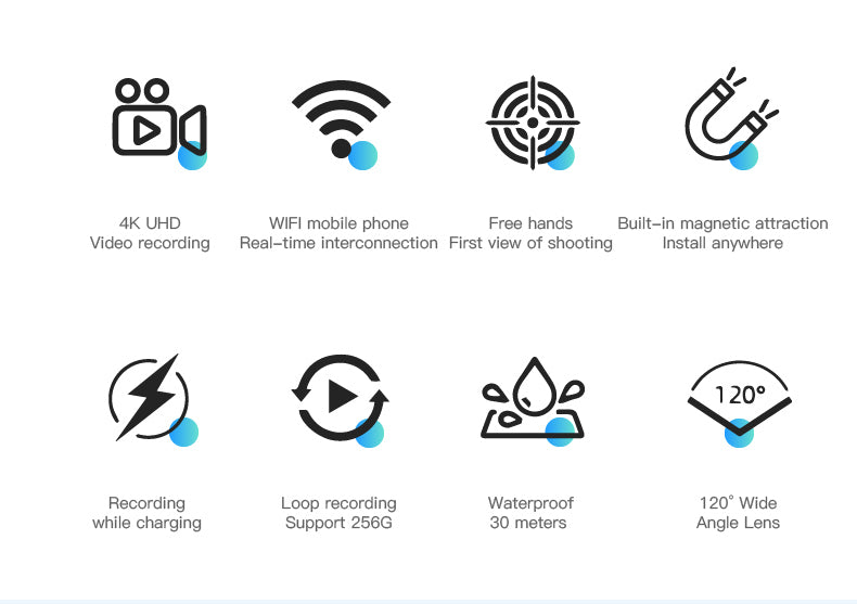 4K Kamera Sportowa Thumb Podwodna 30m Vlog Cycling Night Vision Slow-Mo HDR