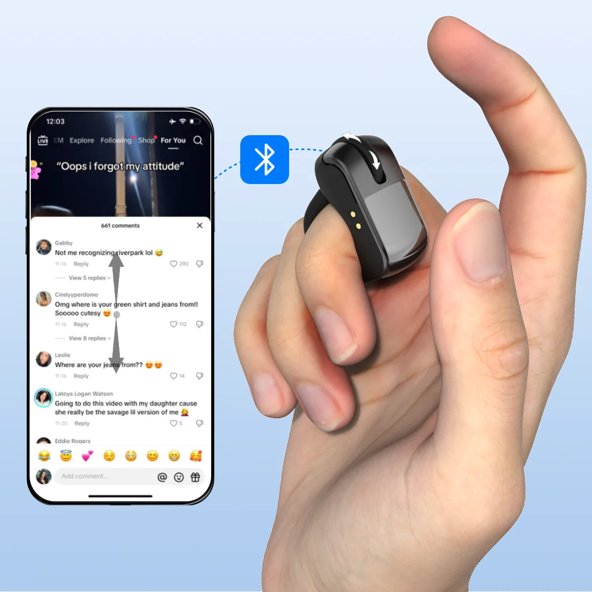 Mini Mysz Bezprzewodowa na palec Bluetooth USB do prezentacji i komputerów