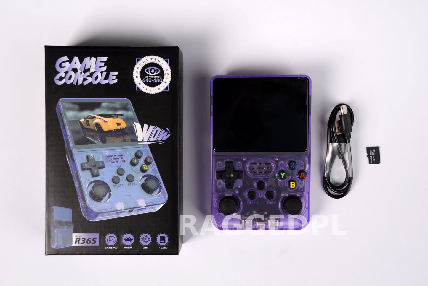 Konsola Retro R36S ArkOS 2.0 – 20 000 Gier | 64GB Fioletowa