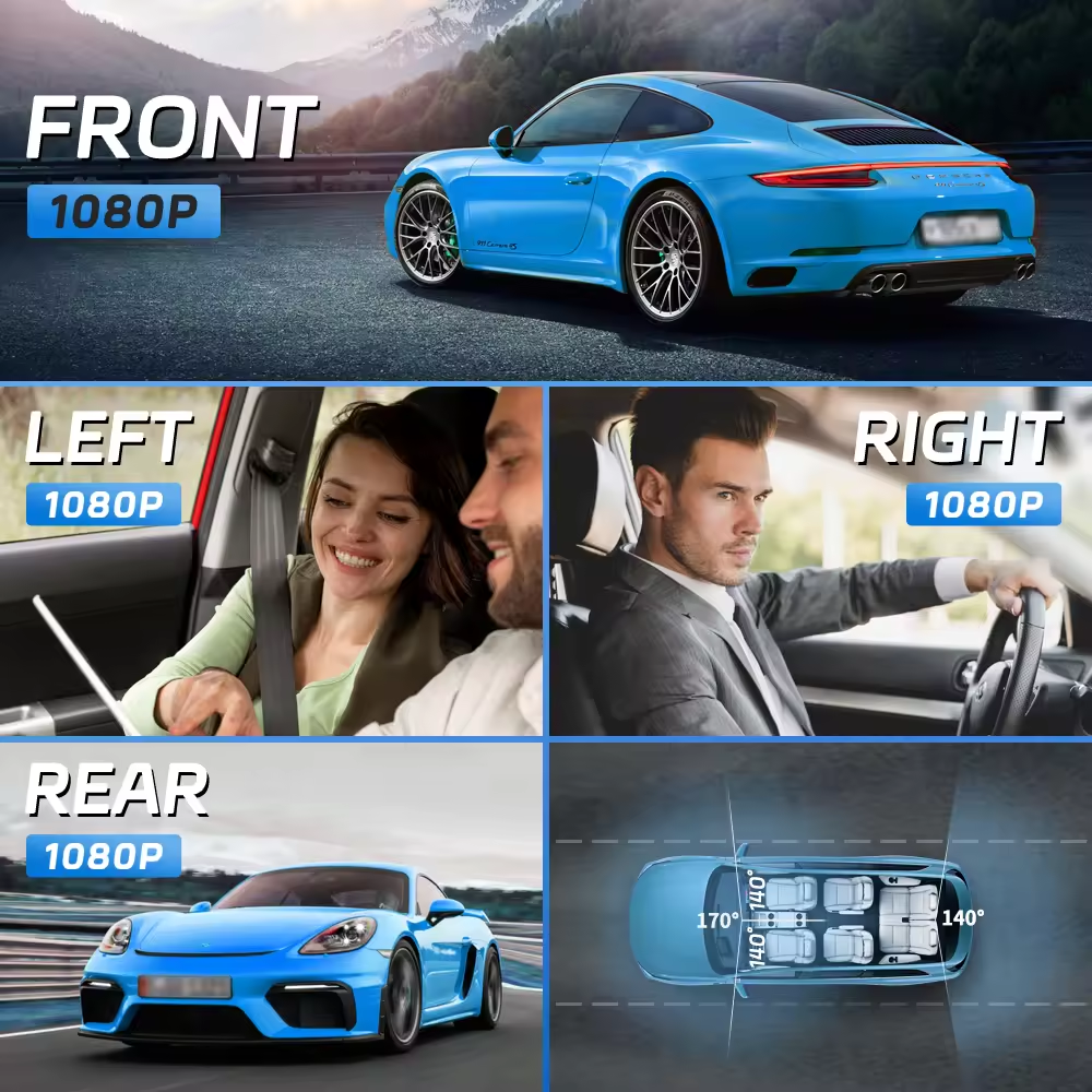 Kamera 360° 4-Kanałowa WiFi GPS IR G-Sensor FHD Parking Menu PL iOS Android