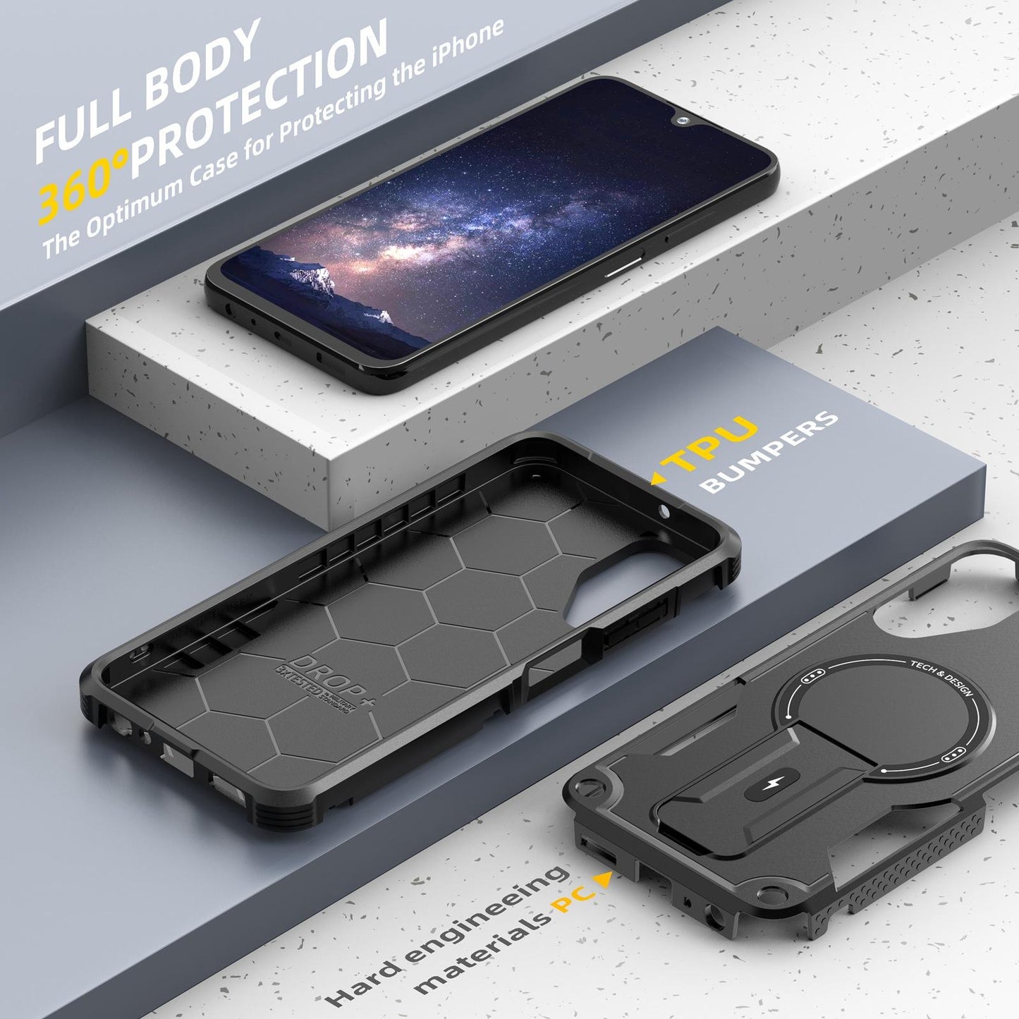 Etui Zamykane Ragged z kółkiem – kompatybilne z Samsung Galaxy A14 4G / 5G | Plecki ochronne