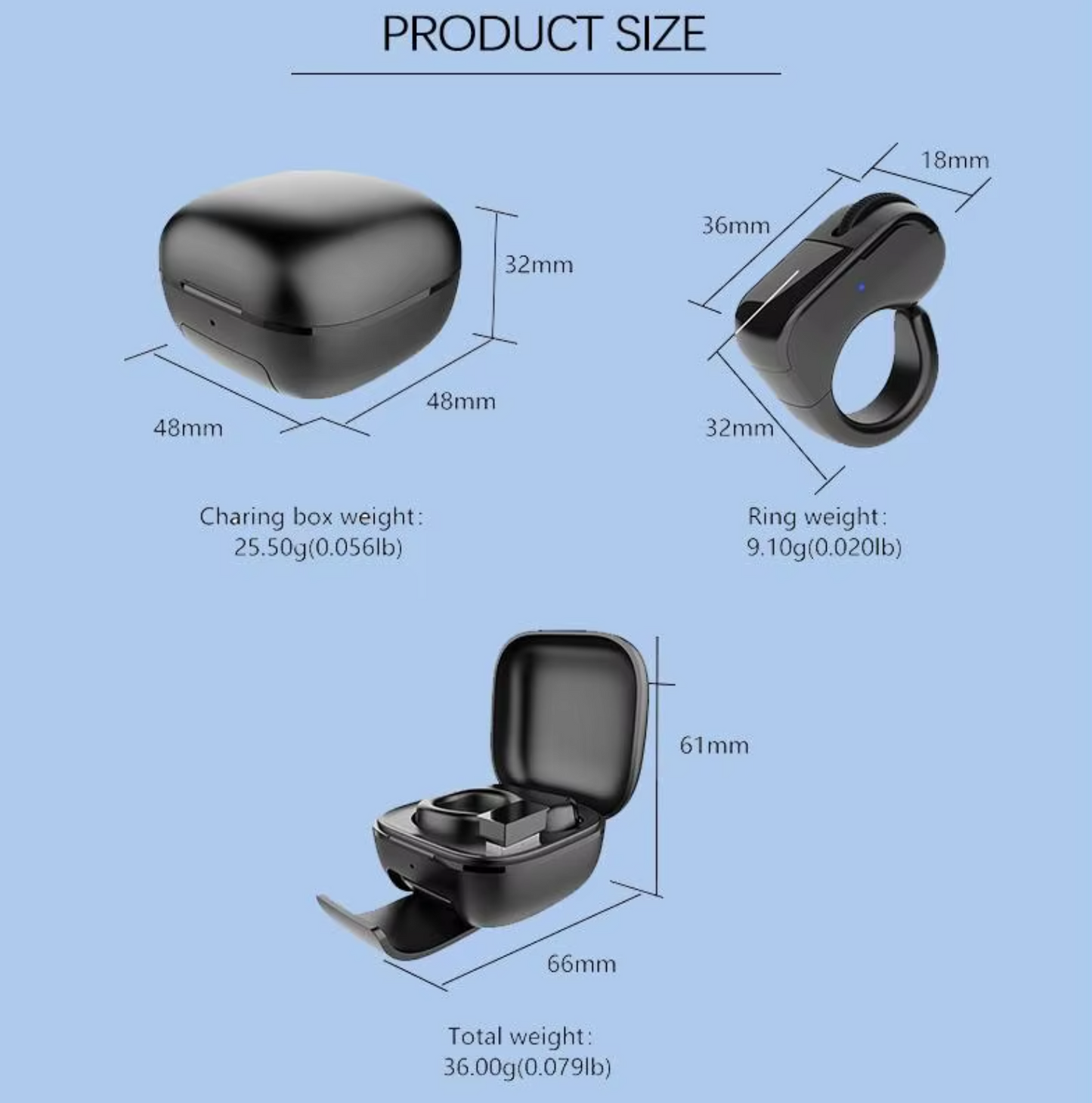 Mini Mysz Bezprzewodowa na palec Bluetooth USB do prezentacji i komputerów